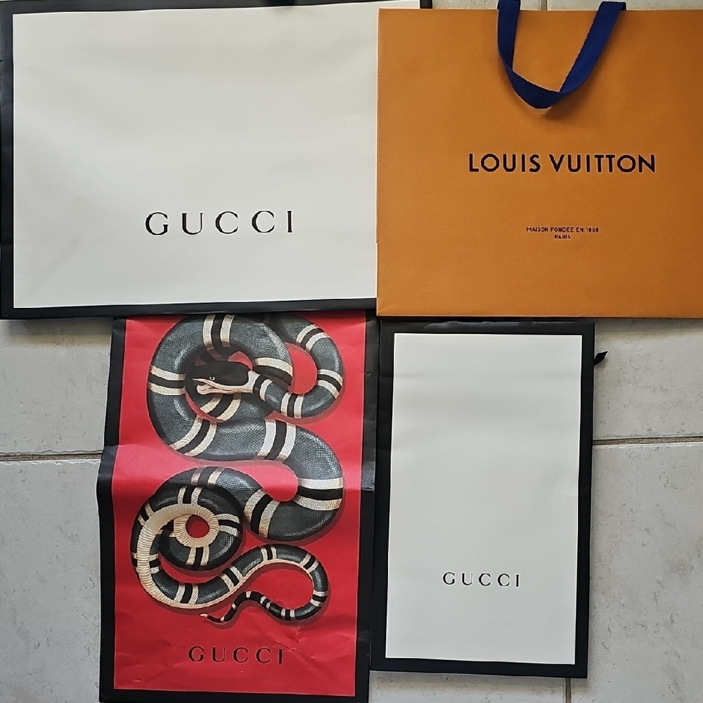 Gucci and Louis Vuitton Shopping Bags